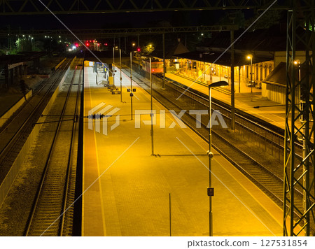 Siofok Train Station Platform at Night Siofok Train Station Platform at Night 127531854