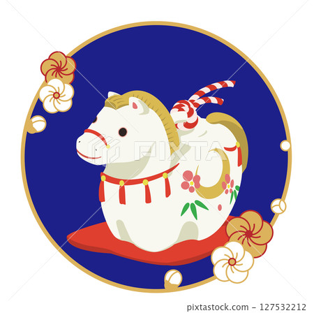 Cute horse clay bell illustration, material for New Year's cards for the Year of the Horse 127532212