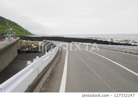 Temporary road on National Route 249 at Nafune Beach in Wajima City, Noto Peninsula. May 2025 127532247
