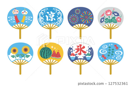 A set of fan designs to brighten up the Japanese summer 127532361