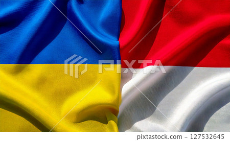 Monaco and Ukraine flags. 127532645