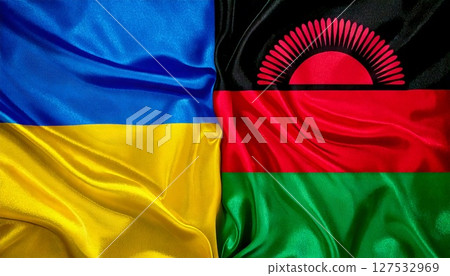 Malawi and Ukraine flags. 127532969