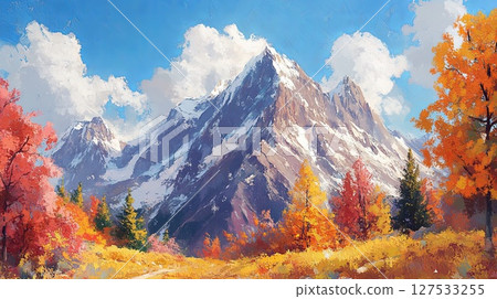 majestic mountain landscape with colorful autumn foliage. 127533255