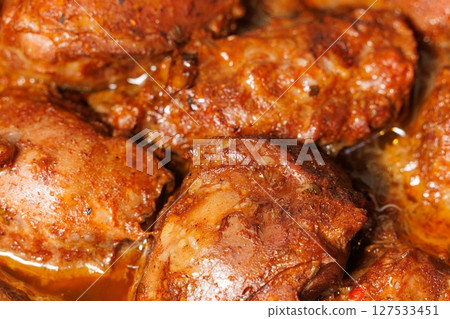 Savory roasted meat delight offers rich flavors and a tempting aroma perfect for any gathering 127533451