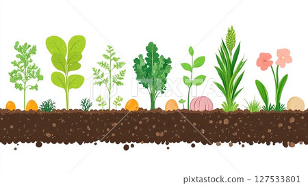 minimalistic poster showing benefits of healthy soil . 127533801