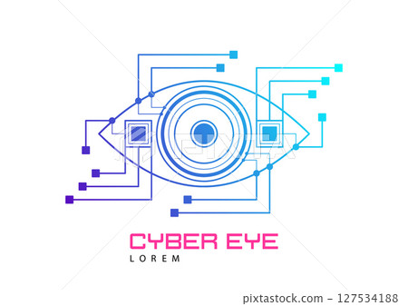 Eye Scanner .Cyber eye on a white background .Electronic nanotechnology .Technologies of the future .Vector illustration . 127534188