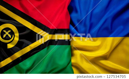 Vanuatu flag and Ukraine flag. 127534705