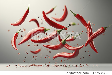 Red hot chili peppers flying, package design concept with copy space 127534760