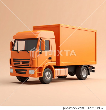 Orange Box Truck 3D Render 127534937