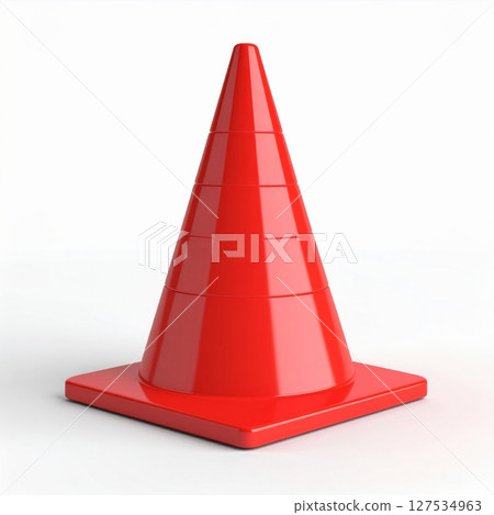 Red Traffic Cone on White Background 127534963