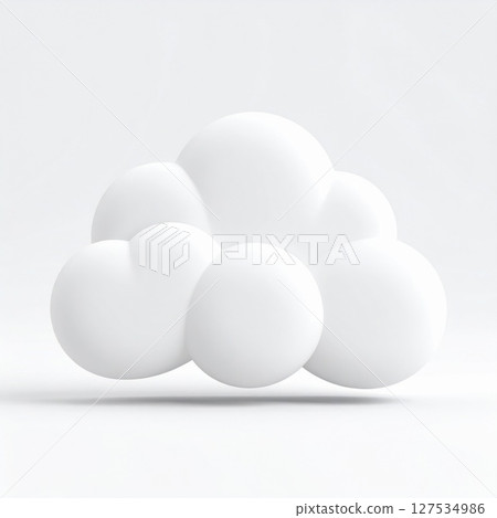 White 3D Render of a Fluffy Cloud on White Background 127534986