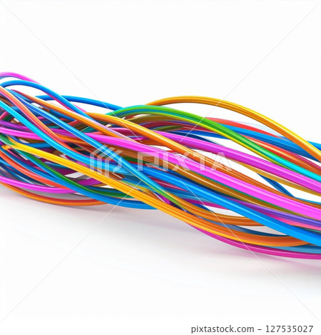 Colorful Twisted Cables on White Background 127535027