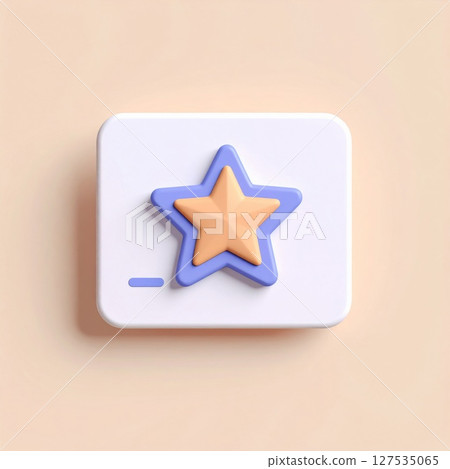 3D Pastel Star Rating Icon on White Square Button 127535065