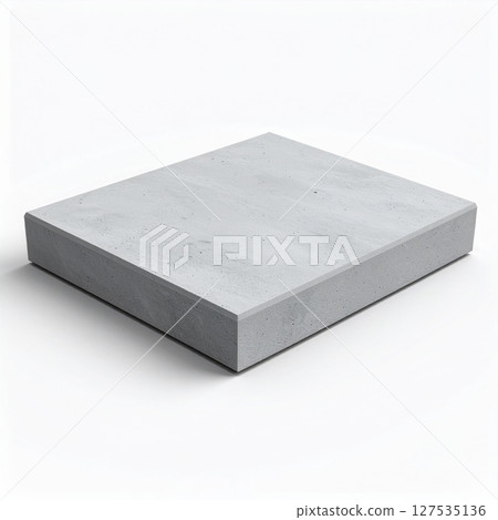 Grey Concrete Square Paver on White Background 127535136