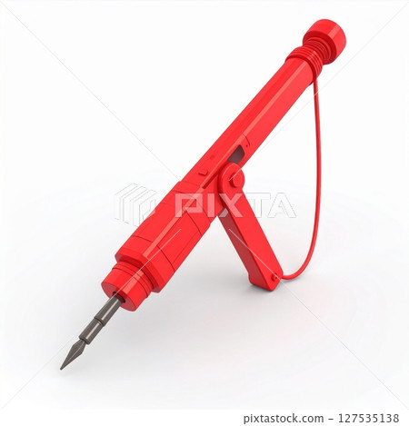 Red 3D Rendered Handheld Tool on White Background 127535138