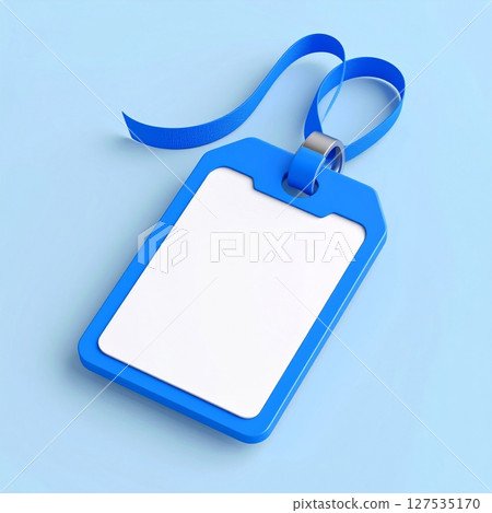 Blank Blue Plastic Tag with Ribbon Mockup Blank Blue Plastic Tag with Ribbon Mockup 127535170