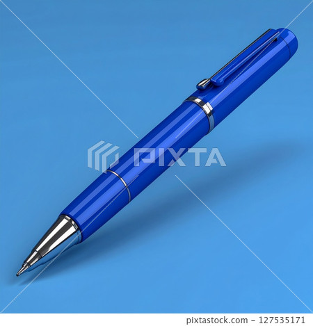 Blue Metallic Pen on Blue Background Blue Metallic Pen on Blue Background 127535171