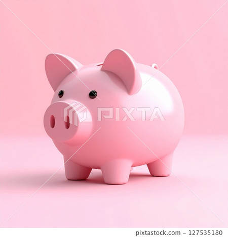 Pink Piggy Bank on Pink Background 127535180