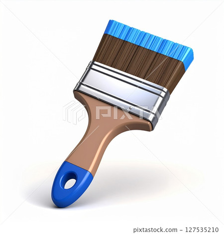 Brown And Blue Paintbrush With Wooden Handle On White Background 127535210