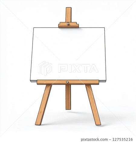 Wooden Easel with Blank White Canvas on White Background 127535216