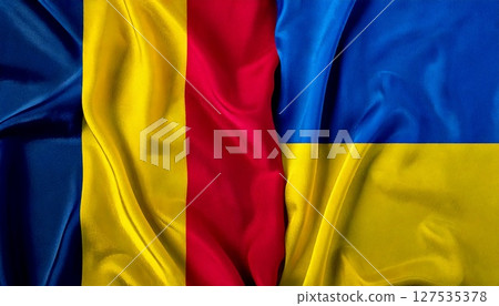 Chad flag and Ukraine flag. 127535378