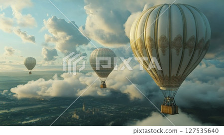 一個氣球漂浮在天空中 127535640