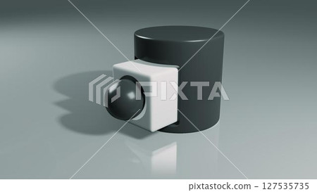 3d render. Simple geometric figures on a gray background. 3d render. Simple geometric figures on a gray background. 127535735