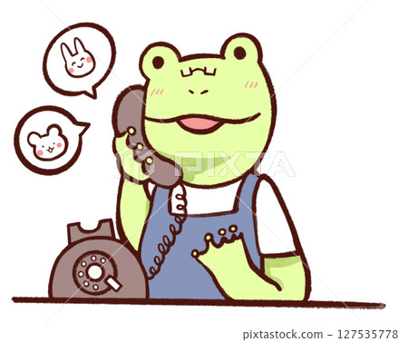 Frog answering the phone 127535778