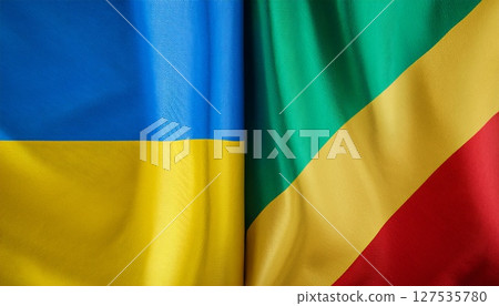 The flag of the Republic of the Congo and the flag of Ukraine. The flag of the Republic of the Congo and the flag of Ukraine. 127535780