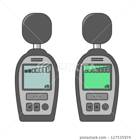 插圖素材：噪音檢查OK！正常！聲級計和聲級計套裝（噪音/dB/分貝計） 127535974