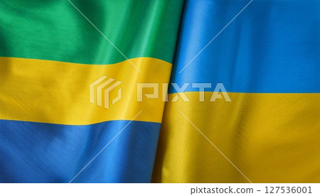加蓬國旗和烏克蘭國旗。 加蓬國旗和烏克蘭國旗。 127536001