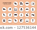 Furniture Icon Set. Flat Vector Collection of Interior Elements 127536144