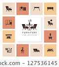 Furniture icons collection set in flat minimal style 127536145
