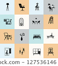 Furniture Icon Set with Minimal Color Grid 127536146