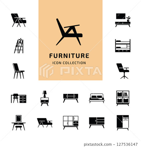 Furniture Icon Collection Vector Set Furniture Icon Collection Vector Set 127536147
