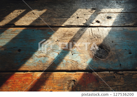 Rustic wood with sunlight and weathered texture 127536200