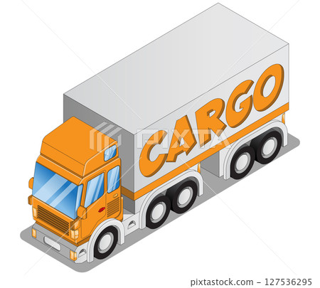 Truck with semi-trailer. Isometric. Isolated on white background. Vector illustration. 127536295