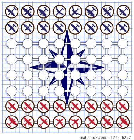 Stylized chess on a sheet in a cage. Vector design for app game user interface. Stylized chess on a sheet in a cage. Vector design for app game user interface. 127536297