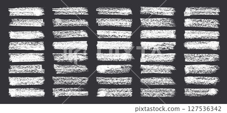 Grunge brush strokes, lines, ink smudges, hand-drawn scribble shapes. Handmade sketchy marks, acrylic stains, charcoal streaks. Paint textures, dry brush effect. Marker underline. Vector illustration 127536342