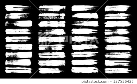 Grunge brush strokes, lines, ink smudges, hand-drawn scribble shapes. Handmade sketchy marks, acrylic stains, charcoal streaks. Paint textures, dry brush effect. Marker underline. Vector illustration 127536425