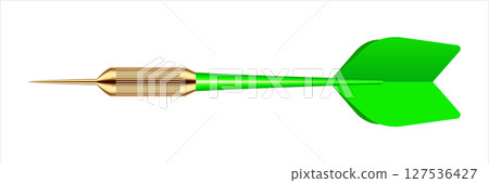 Dart arrow with metal tip and shadow. Dart throwing sport game, dartboard equipment. Vector illustration 127536427