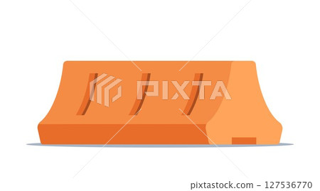 Road plastic barrier. Equipment to separate lanes of vehicular motion and protect vulnerable areas. Traffic barricade temporary. Vector illustration. 127536770