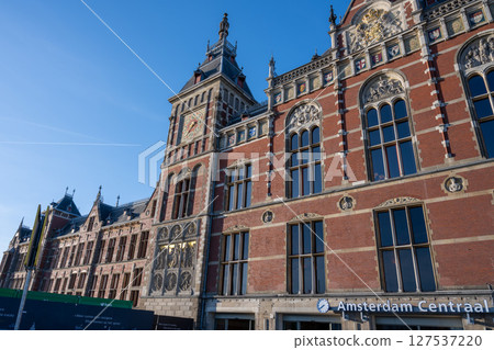 Amsterdam Central Station on a clear day/Netherlands Amsterdam Central Station on a clear day/Netherlands 127537220