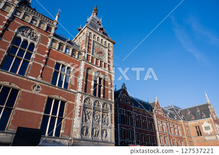 Amsterdam Central Station on a clear day/Netherlands 127537221