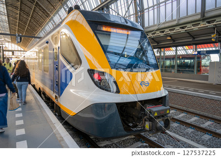 Train at Amsterdam Central Station, Netherlands Train at Amsterdam Central Station, Netherlands 127537225