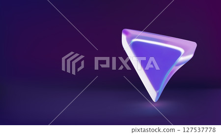 Glass arrow location pointer 3d vector icon on dark gradient background Glass arrow location pointer 3d vector icon on dark gradient background 127537778
