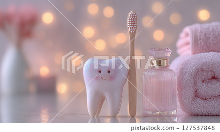 Dental illustration, aesthetics of elegant and positive dental design, children's fairy tales, tooth fairy for kids Dental illustration, aesthetics of elegant and positive dental design, children's fairy tales, tooth fairy for kids 127537848