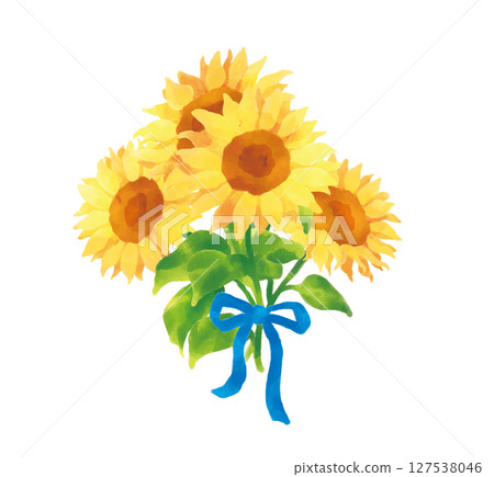水彩畫的向日葵花束 水彩畫的向日葵花束 127538046