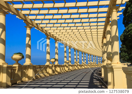 Romantic promenade Pergola da Foz or Pergola da Nevogilde on the seafront near Porto, Portugal 127538079