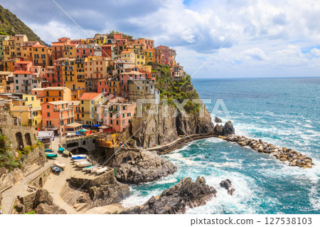 Beautiful view of Manarola in National Park Cinque Terre in Liguria, Italy. UNESCO world heritage 127538103